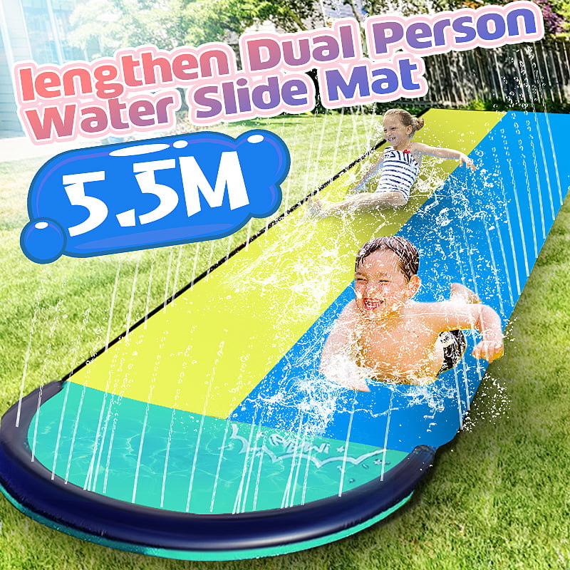 Water Slide Mat Slip Slide Play Center with Splash Sprinkler & Inflatable Crash Pad for Kid Children Summer Backyard Inflatable Water Toy N/Z Lawn Water Slide 