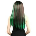 thumbnail image 2 of 10pcs Colored Highlight Synthetic Clip on in Hair Extensions (Green), 2 of 4