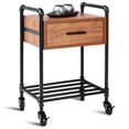 thumbnail image 4 of Costway 2PCS 2 Tier End Coffee Table Nightstand Sofa Side W/ Drawer & Wheels, 4 of 10