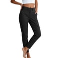 thumbnail image 5 of Lenpel Womens Casual Cropped Pants Fall Tapered High Waisted Comfy Ankle Trousers Plain Straight Leg Work Pants with Pockets(Black,Small), 5 of 6