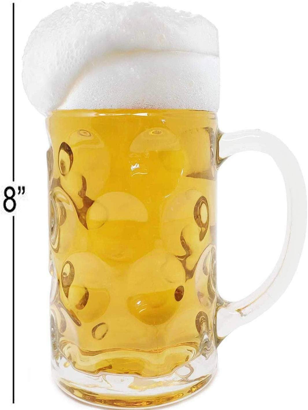 One Liter German Style Extra Large Oktoberfest Dimpled Glass Beer Stein