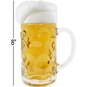 One Liter German Style Extra Large Oktoberfest Dimpled Glass Beer Stein Mug - Jumbo 34oz