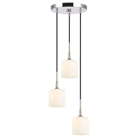Woodbridge Lighting Chelsea 3-Light Opal Glass & Steel Cluster Pendant in Nickel