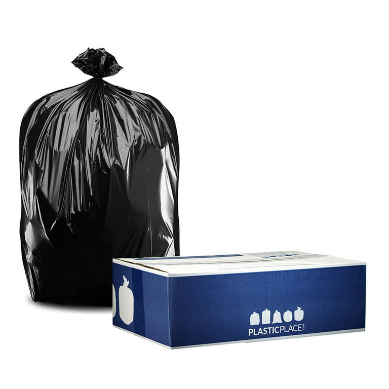 Plasticplace 55-60 Gallon Trash Bags 38w X 58h 1.2 Mil Black 100 / Case