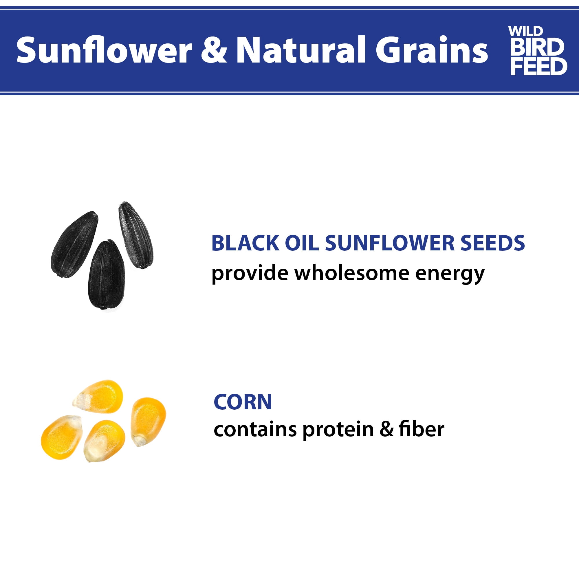 Global Harvest Foods Sunflower & Grains Wild Bird Feed, Dry, 1 Count per Pack, 20 lb. Bag