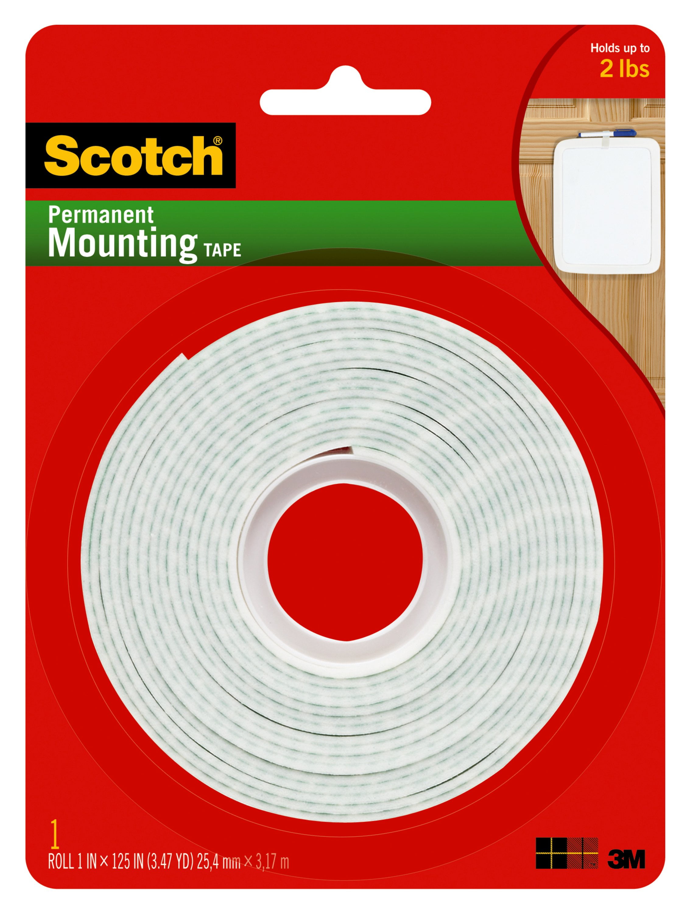 Scotch Indoor Mounting Tape Heavy Duty 1'' x 50'' 1 ea Pack of 2 