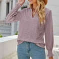 thumbnail image 2 of IROINNID Womens Long Sleeve V-Neck Shirts Home Comfortable Solid Color Ruffle Sleeve Tops Blouse,Khaki, 2 of 5