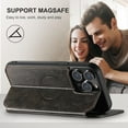 thumbnail image 4 of Case Wallet for iPhone 12, iPhone 12 Pro Wallet Case Compatible with MagSafe Wireless Charging  Leather Flip Folio Cover Kickstand and Cash Credit Card Holder for Men Women Dark Grey, 4 of 12