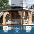 thumbnail image 4 of Sunmthink 10' x 12'Hardtop Gazebo,Polycarbonate Double Roof,Aluminum Frame with Curtains and Netting for Patio,Garden,Brown, 4 of 9