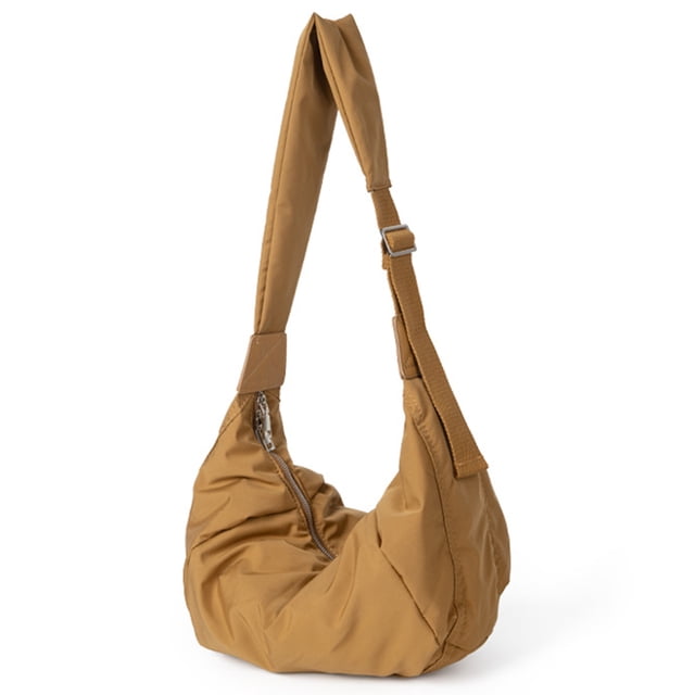 Bolso Hombro Algodón Tela Nailon Textura Bolso Cruzado Gran Capacidad Bolso Masa Marrón