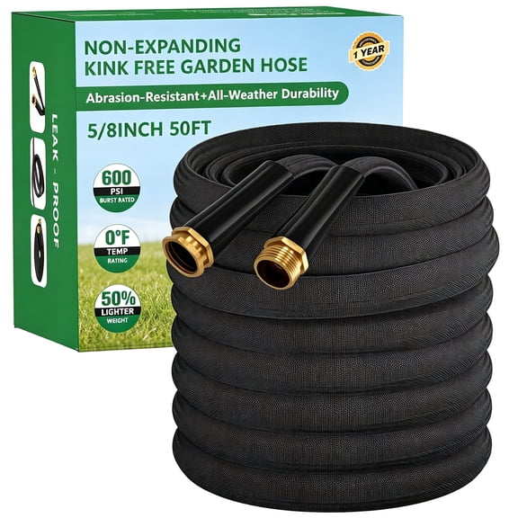 ICERUN Garden Hose 50Ft,Non-Expanding Water Hose Ultra Lightweight,Kink-Free,Burst-Resistant,Lead-Free,Flexible&Durable High-Pressure Hose for Yard,Lawn,Outdoor,Car Washing