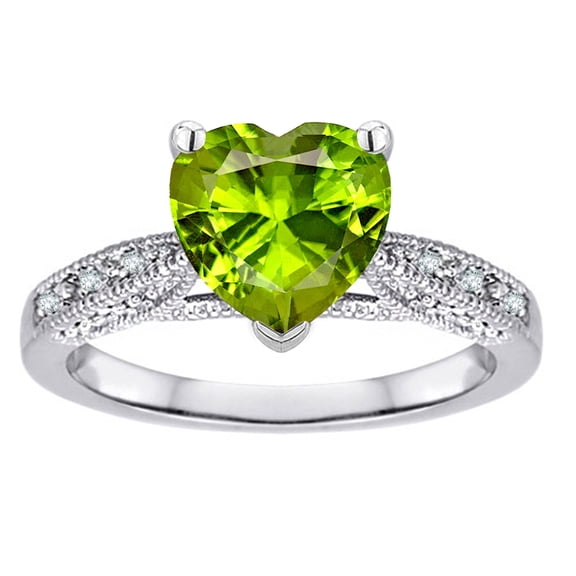 Star K� Heart Shape 8mm Genuine Peridot Antique Vintage Style Solitaire Engagement Promise Ring