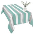 thumbnail image 2 of Aqua Grey White Stripe Table Cloth Waterproof Tablecloths, Rustic Modern Turquoise Striped Tablecloth Dining Table Cover for Kitchen Party Tabletop Outdoor, Rectangle Tablecloth 54x108 Inch, 2 of 9