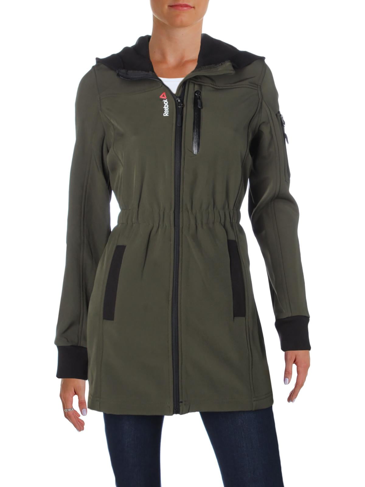 Reebok Reebok Womens Cinched Waist Knit Trim Soft Shell Jacket