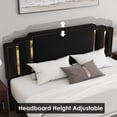 Homfa King Bed Frame, Luxury Velvet Upholstered Headboard with Golden