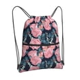 thumbnail image 2 of Wukai Rose Flowers Waterproof Drawstring Backpack with Zipper Pocket,Large Foldable Gym Bag for Women and Men, Perfect for Sports, Yoga, and Travel, 2 of 8