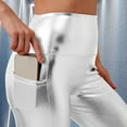 thumbnail image 7 of Bibifish Womens Leggings Gold Shiny Metallic Leggings High Waist Elastic Fabric Slim Fit Casual Party Carnival Performance Stylish Leggings, 7 of 7