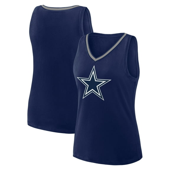 Women's Logo Athletic Navy Dallas Cowboys Stellar Win V-Neck Tank Top