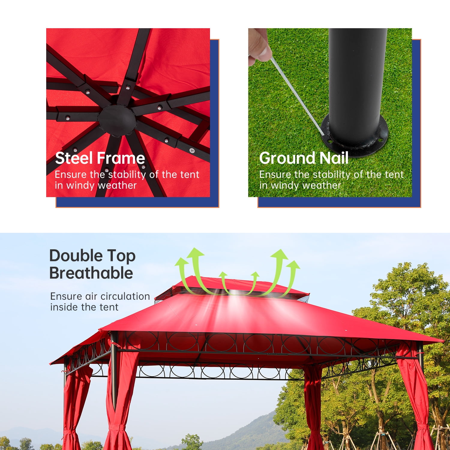 PayLessHere 157.0’ Outdoor Gazebo Canopy Tent, UV Protection