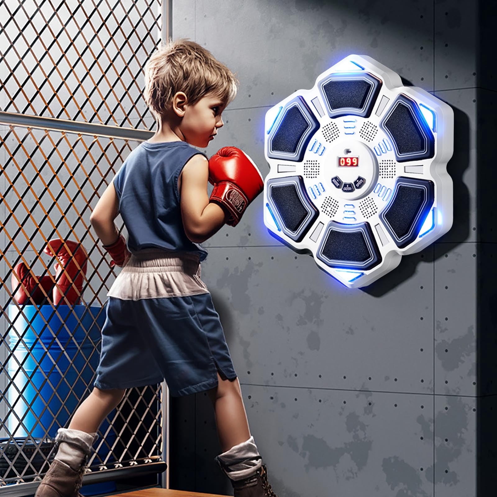 Music Boxing Machine, Boxing Wall Mount Machine for Boys Teens Adult, Bluetooth Smart Boxing Traineing Machine with Boxing Gloves, Boxing Workout Equipment Target for Home, Office, Gym (Upgrade)