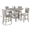 thumbnail image 5 of Benjara 5 Piece Counter Height Dining Set- Table & 4 Chairs- Padded Seats- Gray, 5 of 5