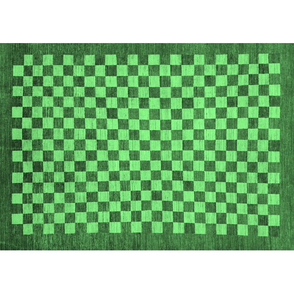 Ahgly Company Indoor Rectangle Oriental Emerald Green Modern Area Rugs, 7' x 9'