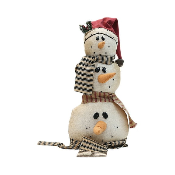 Christmas Snowman Tabletop Doll – 9” Cloth Snowman with Hat for Desktop Display, Holiday Party Scene Setup & Winter Home Decorations