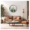 thumbnail image 6 of 24 Inches Round Wooden Wall Clock Silent Battery Operated, Home Decorative Large Wall Clock, Pastel Watercolor Pine Trees Clock Wall Art Decor for Living Room Kitchen Bedroom Classroom, 6 of 7