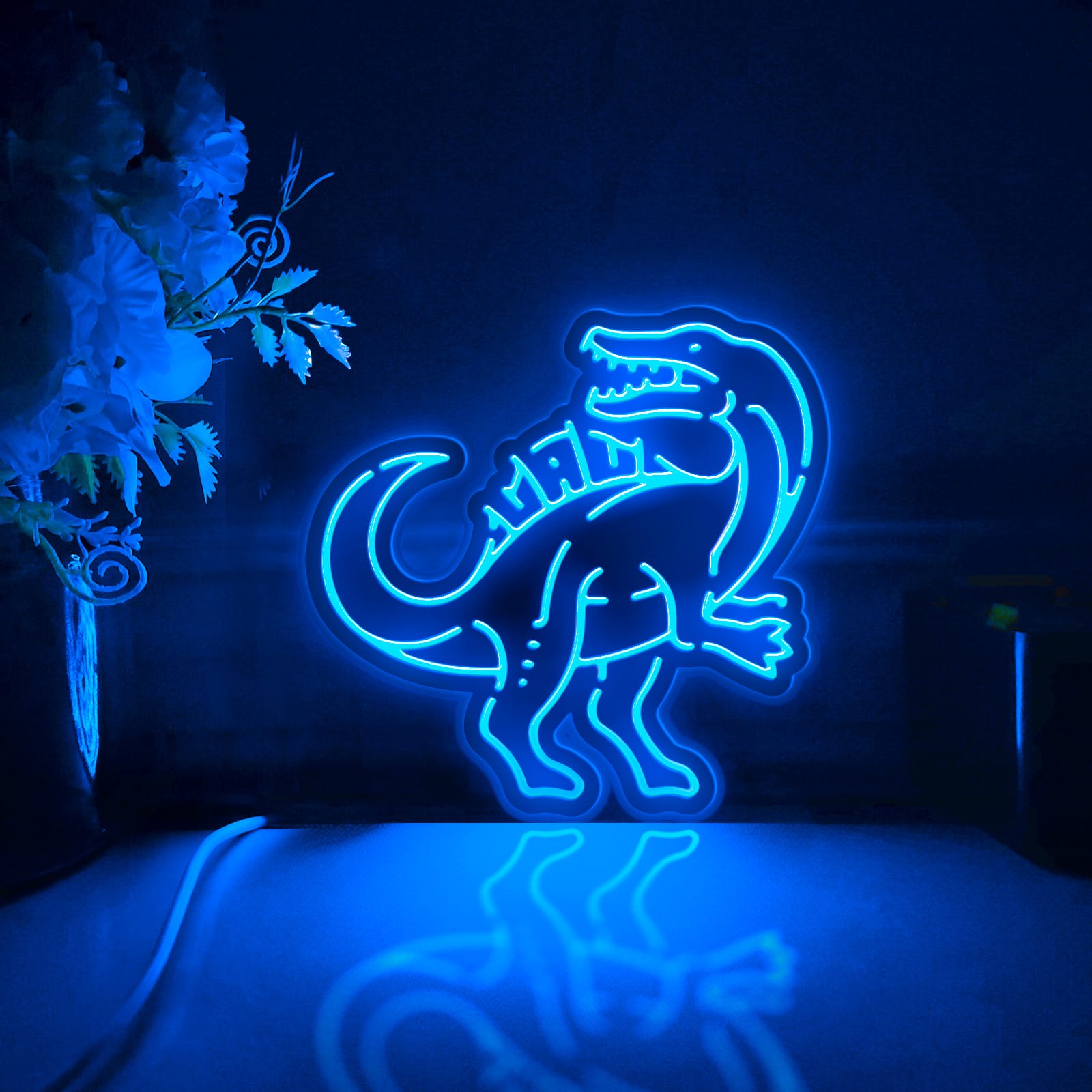 Dinosaur Led Light Box, Dimmable Neon-Like Light Signs USB Power for Wall Decor Bedroom Decoration, Color Flow Effect (WxH) 6"x6"