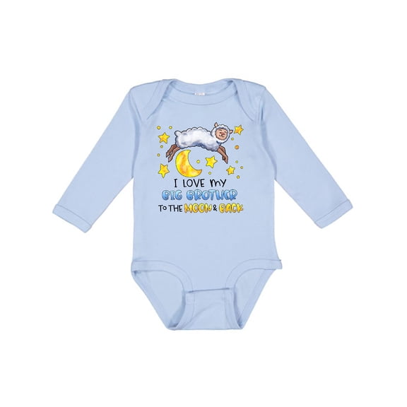 Inktastic I Love my Big Brother to the Moon and Back Cute Sheep Boys or Girls Long Sleeve Baby Bodysuit