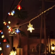July 4th Red Blue and White Star Lights, 50LED 16FT Patriotic String Lights with Stars Battery Operated, Waterproof Outdoor Independence Day Memorial Day Holiday Party Decor