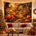 thumbnail image 3 of Pumpkin Garden Along a Lantern-Lit Cottage Path, Cozy Rustic for Autumn Decor Fans, Harvest Wall Art, Thanksgiving Hostess Gift, Tapestry Wall Hanging for Living Room and Dorm, 3 of 7