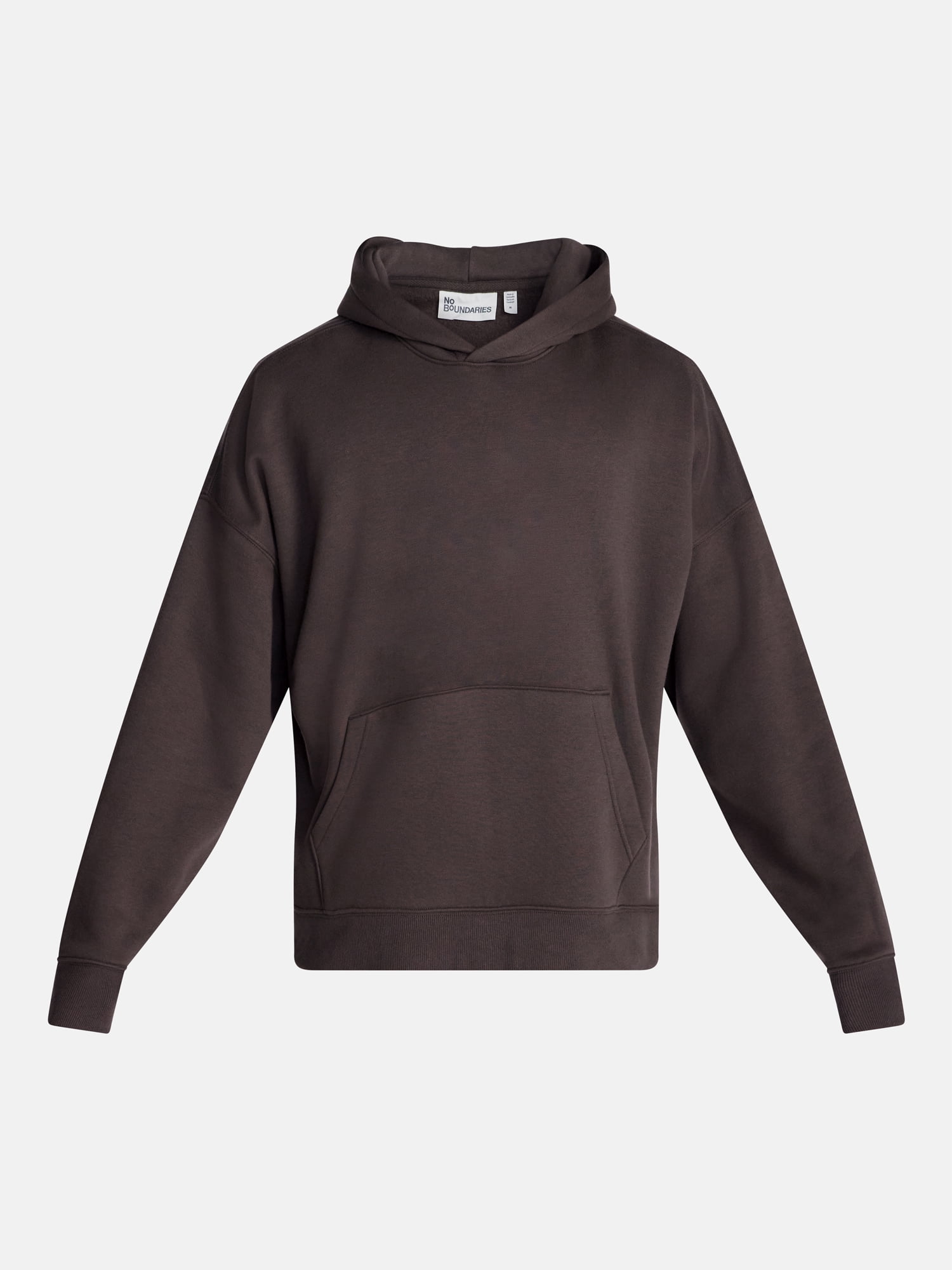 No Boundaries Boxy Fit Oversized Fleece Hoodie with Long Sleeves, Men's XS-4XLT