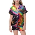thumbnail image 2 of JUMEYU Summer Pajamas for Kids Pajamas Sets for Girls Pjs Big Kids Summer Sleepwear Size 10-11 (Black,10-11 Years), 2 of 4