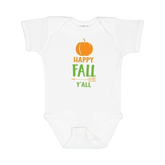 Inktastic Happy Fall Y'all, Pumpkin, Arrow - Orange Green Boys or Girls Baby Bodysuit