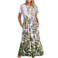 thumbnail image 4 of Vestido de Manga Corta para Mujeres Vestido de Verano de Cuello Redondo Impreso, Poliéster de Tamaño Verdadero Diario Y Vestido de Fiesta, 4 of 5