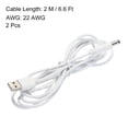 thumbnail image 2 of Cable de alimentación USB a DC de 2 M, cable de alimentación de 5V de 5.5mm x 2.5mm, blanco para mini ventilador, cámara, dispositivos de tabletas, 2 Pcs, 2 of 5