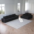 thumbnail image 6 of Corduroy Cloud Sectional Sofa with Chaise, L-Shaped Modern Upholstered Sectional Sofa with Three pillows, Corduroy Sectional Sofa for Living Room and Bedroom, No Assembly Required (Black), 6 of 11