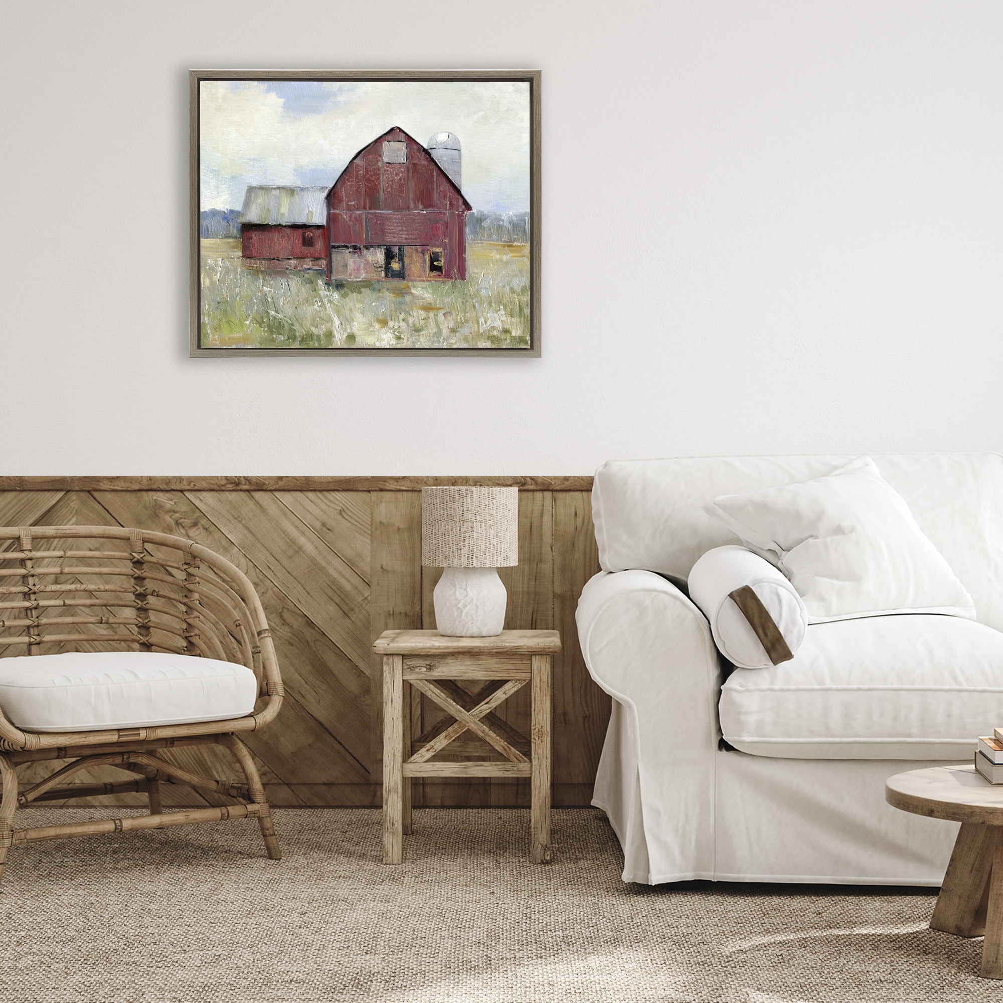 Stupell Industries Red Rugged Barn Brown Framed Floater Canvas Wall Art, design by Sally Swatland