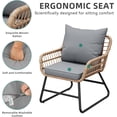 thumbnail image 3 of 4-Piece Outdoor Rattan Patio Bistro Sofa Furniture Set, Straight Leg Design with Washable Seat Cushions & Tempered Glass Top Table, All-Weather Conversation Set for Garden, Balcony, Porch & Poolside, 3 of 6