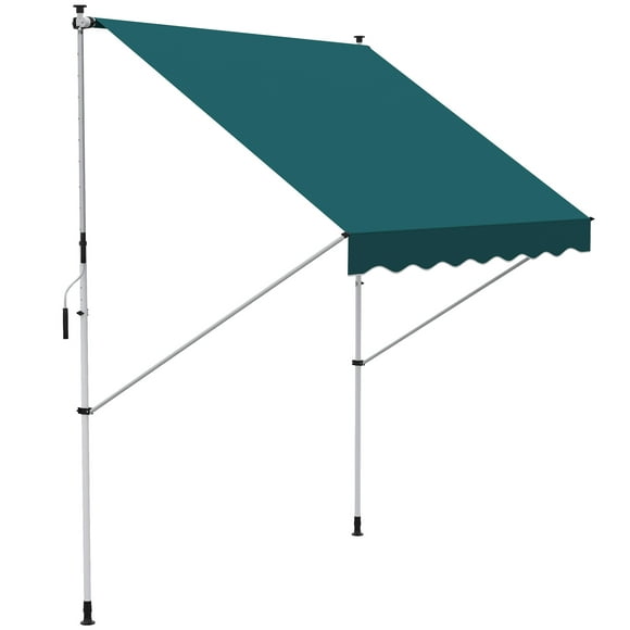 Outsunny 6.6'x5' Manual Retractable Patio Awning Window Door Sun Shade Deck Canopy Shelter Water Resistant UV Protector Green