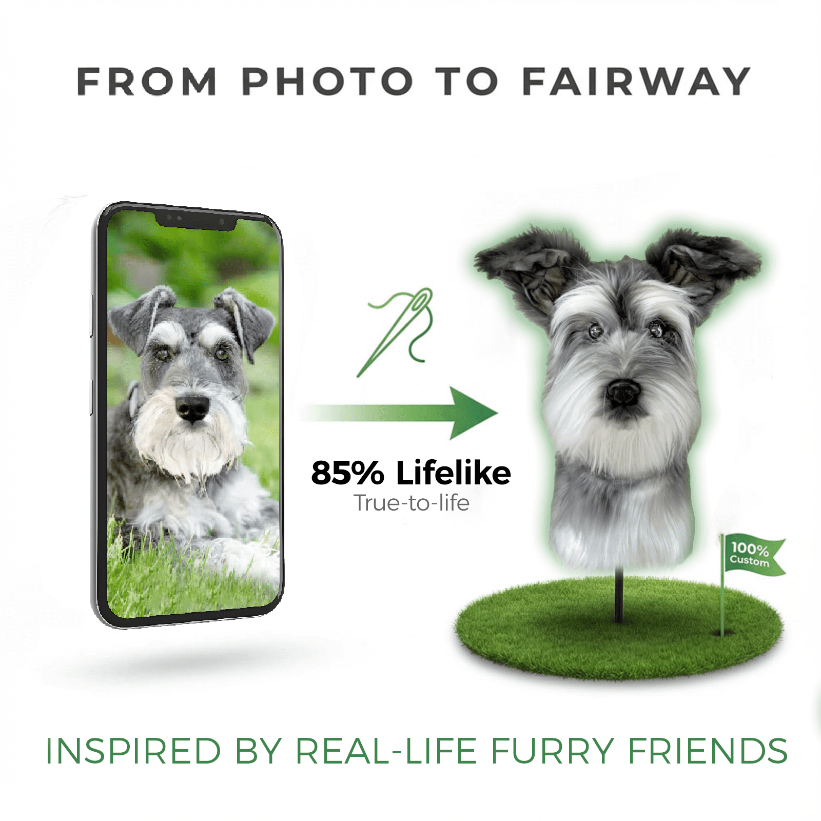 Schnauzer Golf Club Headcover, Dog Golf Driver & Woods Club Cover, Schnauzer Dog Golf Head Cover