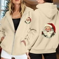 thumbnail image 3 of Christmas Hoodies for Women 2025 Long Sleeve Zip Up Santa Claus Graphic Hooded Sweatshirt with Pockets Jacket Coat, 3 of 7