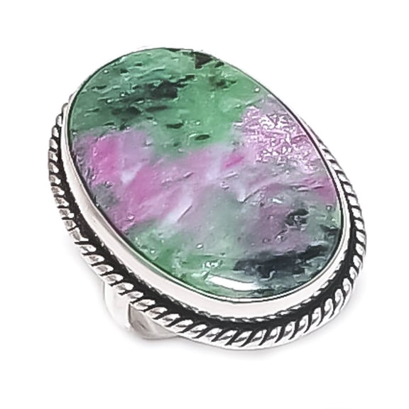 Natural Ruby Zosite Gemstone 925 Sterling Silver Jewelry Ring Size 6