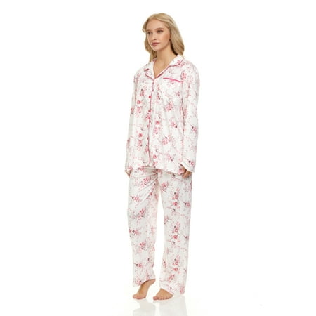 

Lati Fashion Women Pajamas Set Pants and Top Long Sleeve 2-Piece Female Pajamas Set Pink XXL