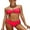 Red, variant on Women Low Waisted Bikini Set Paneled Straps Swimsuits Sexy Two Piece Swimwear