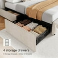 thumbnail image 3 of Bed Frame with 4 Storage Drawers, Linen Upholstered Platform Bed Frame with Headboard and Footboard, Wooden Slats Support, Diamond Stitched Button Tufted, No Box Spring Needed, 3 of 8