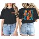 thumbnail image 1 of Camiseta de manga corta con doble estampado para mujer: estampado elegante, ligera y transpirable, versátil para salidas y fiestas, corte regular, 1 of 3