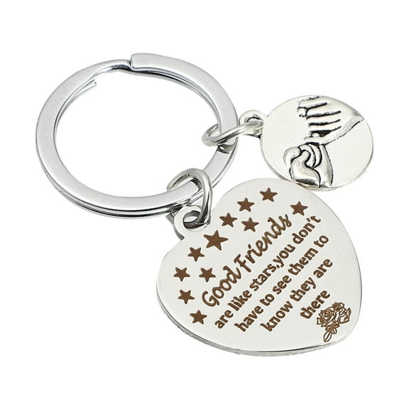 Vocoste Friendship Inspirational Keychain Heart Keyring Christmas Birthday Gifts Silver Tone 1.97" x 0.98"