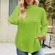 thumbnail image 2 of Suéter de punto de color sólido Gibobby de Manga larga cuello Redondo para mujer Verde L, 2 of 5